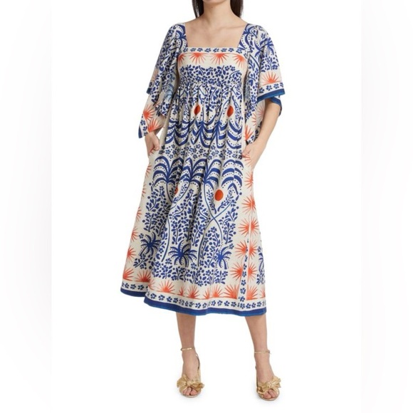 FARM Rio Dresses & Skirts - FARM RIO Afternoon Breeze Caftan Midi-Dress with Pockets